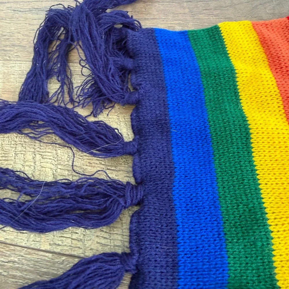 Van‎ Raalte Kids Vintage Rainbow Knit Scarf and Mittens Set Navy Blue One Size